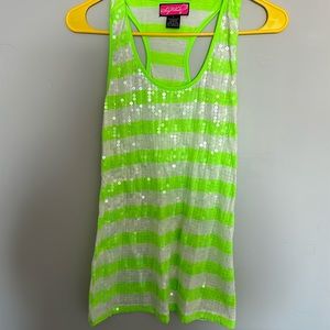 Lime Green Sequin tank blouse